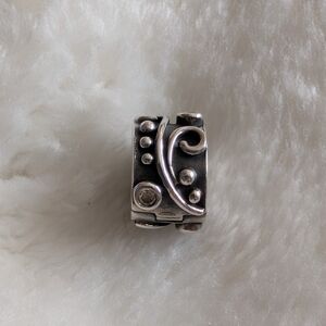 Authentic Pandora Retired SSilver Pink CZ 'TENDRIL' Clip Charm Bead 790380PCZ